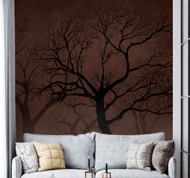 Tree with brown background nature wall mural - TenStickers