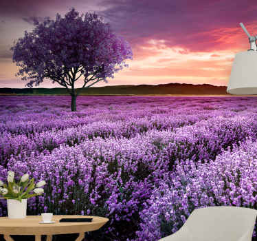 Lilla fantasy træ med blomster fototapet natur - TenStickers