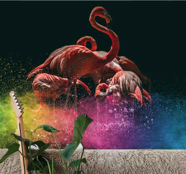 Fototapet cu stropi de culoare flamingo - TenStickers