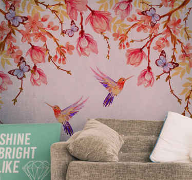 Magnolia Birds Chinese Style Wall Mural - TenStickers