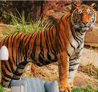 Tiger rising in the wild wall mural - TenStickers