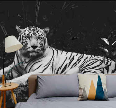 White tiger resting  wall mural - TenStickers