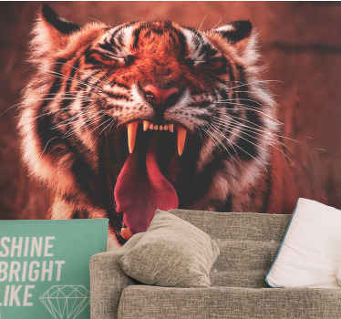 Fantastisk tiger som våkner fototapet dyr - Tenstickers