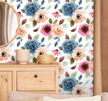 Fototapet cu flori Acuarelă flori elegante - TenStickers