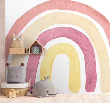 Malet akvarel regnbue børneværelse fototapeter - TenStickers