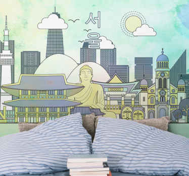 サインソウル市イラストオフィス壁画 - TENSTICKERS