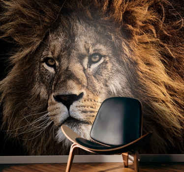 Mural leones Enorme cara de león realista - TenVinilo