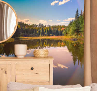 白天湖壁壁画中的湖 - TenStickers