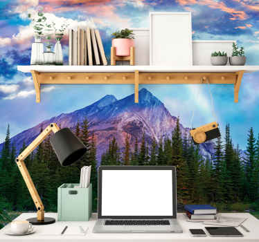 Fotomural de montañas Montañas y pinos - TenVinilo