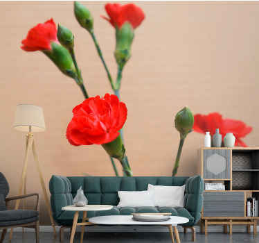 Fotomural de flores con claveles rojos - TenVinilo