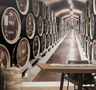 Papel pintado vintage bodega de vino rústica - TenVinilo