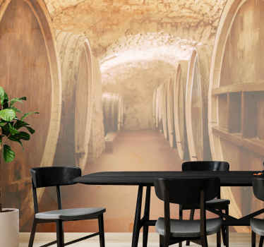 Fotomural retro bodega de vino antigua - TenVinilo