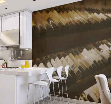 Fotomural retro bodega de botellas de vino - TenVinilo