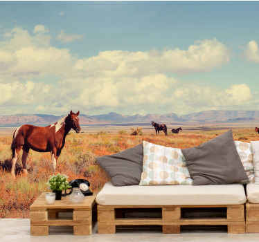 Fotomural naturaleza caballos en la pradera - TenVinilo