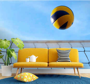 Mural para habitaciones pelota volley sobre red - TenVinilo