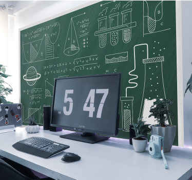 Mural juvenil pared pizarra fórmulas químicas - TenVinilo