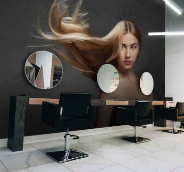 Fotomural de gente modelo de peluquería - TenVinilo