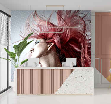 Fotomural de personas mujer con el pelo rosa - TenVinilo