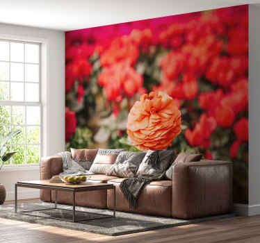Red marigold mural wallpaper - TenStickers