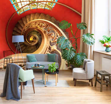 Spiral interior stairway retro mural - TenStickers