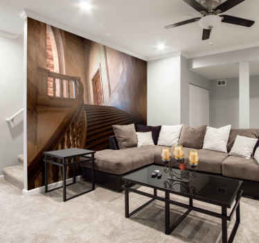 Staircase to a building retro mural - TenStickers