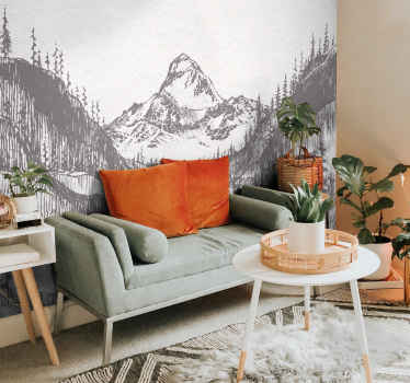 Papier peint panoramique montagne enneigée - TenStickers