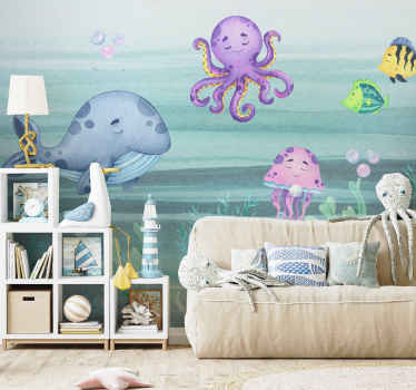Papier peint mural d'animaux décor marin - TenStickers