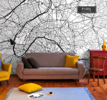 Tapisserie murale carte de Paris - TenStickers
