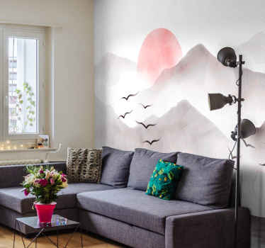 Papier peint panoramique montagnes aquarelle - TenStickers