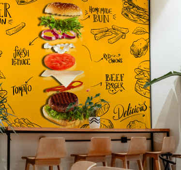 Falling Burger wall mural - TenStickers