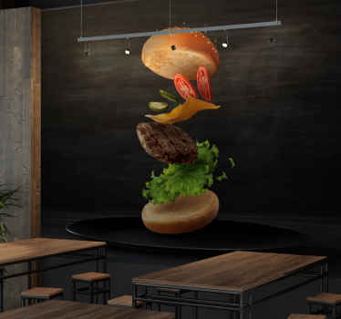 Falling Burger Chalk wall mural - TenStickers