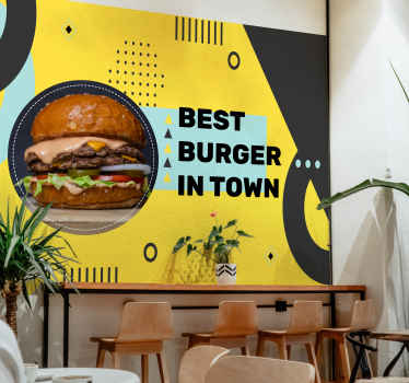 Custom Burger text wall mural printing - TenStickers