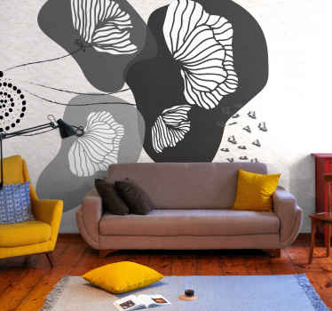 Papier peint panoramique fleurs minimalistes - TenStickers