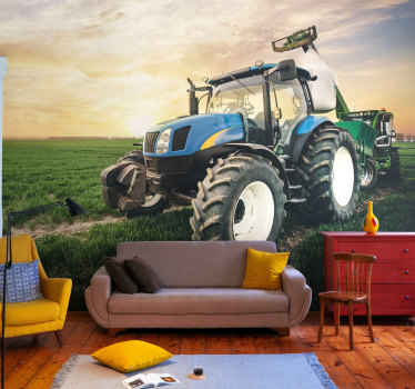 Tractor on a sunset wall mural - TenStickers