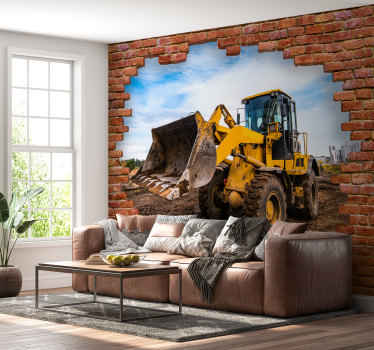 Bulldozer hole wall mural - TenStickers