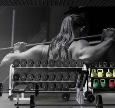 fotomural para gimnasio blanco y negro. - TenVinilo