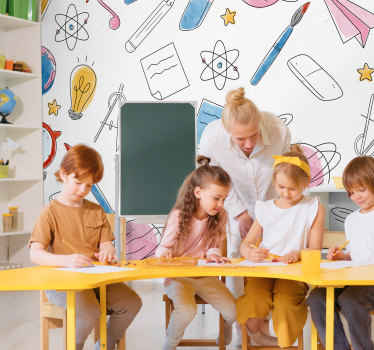 Fotomural para pared dibujos de colegio - TenVinilo