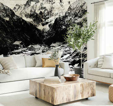 Schwarz weiss schweizer berge fototapete - TenStickers