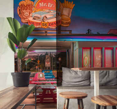 Route 66 Diner vintage wall mural - TenStickers