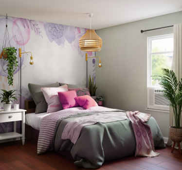 Papier peint panoramique fleurs aquarelles - TenStickers