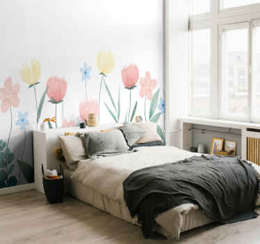 Papier peint panoramique coquelicots jonquilles - TenStickers