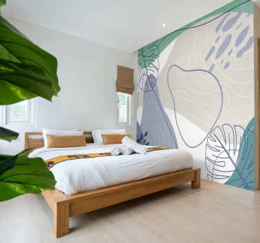 Papier peint panoramique feuilles abstraites - TenStickers