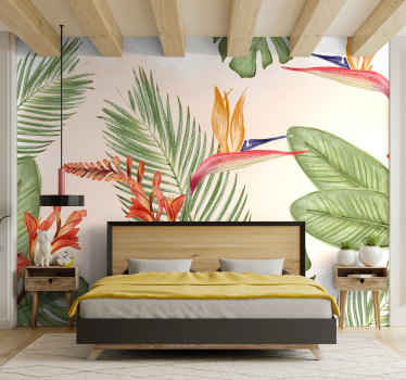 Papier peint panoramique tropical et floral - TenStickers