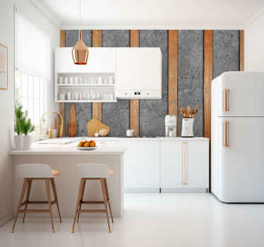 Tapisserie murale planches en bois sur béton - TenStickers