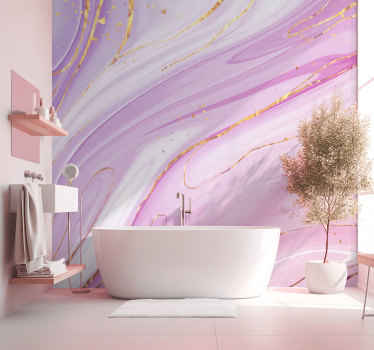 Roze vloeistof marmer stijl behang - TenStickers