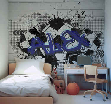 Football graffiti custom wall mural - TenStickers