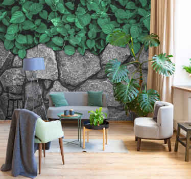 leaves and stones living room wall mural - TenStickers