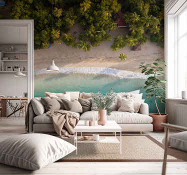 Tapisserie murale salon plage de Martinique - TenStickers