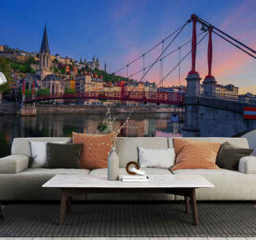 Tapisserie murale ville Lyon France - TenStickers