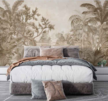 Views of a tropical jungle panoramic bedroom wallpaper - TenStickers